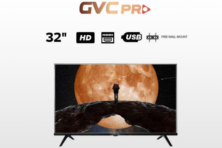 شاشة جي في سي برو مع حامل جداري هدية، 32 بوصه، GVC-32TFA5300 - اسود