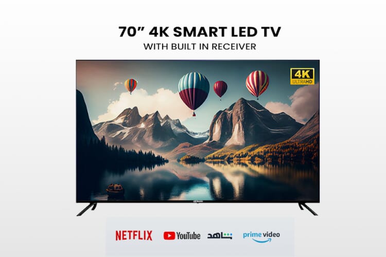 شاشة سمارت 4K جنرال كلاس بدون اطار، 70 بوصة، GC-7024 - اسود